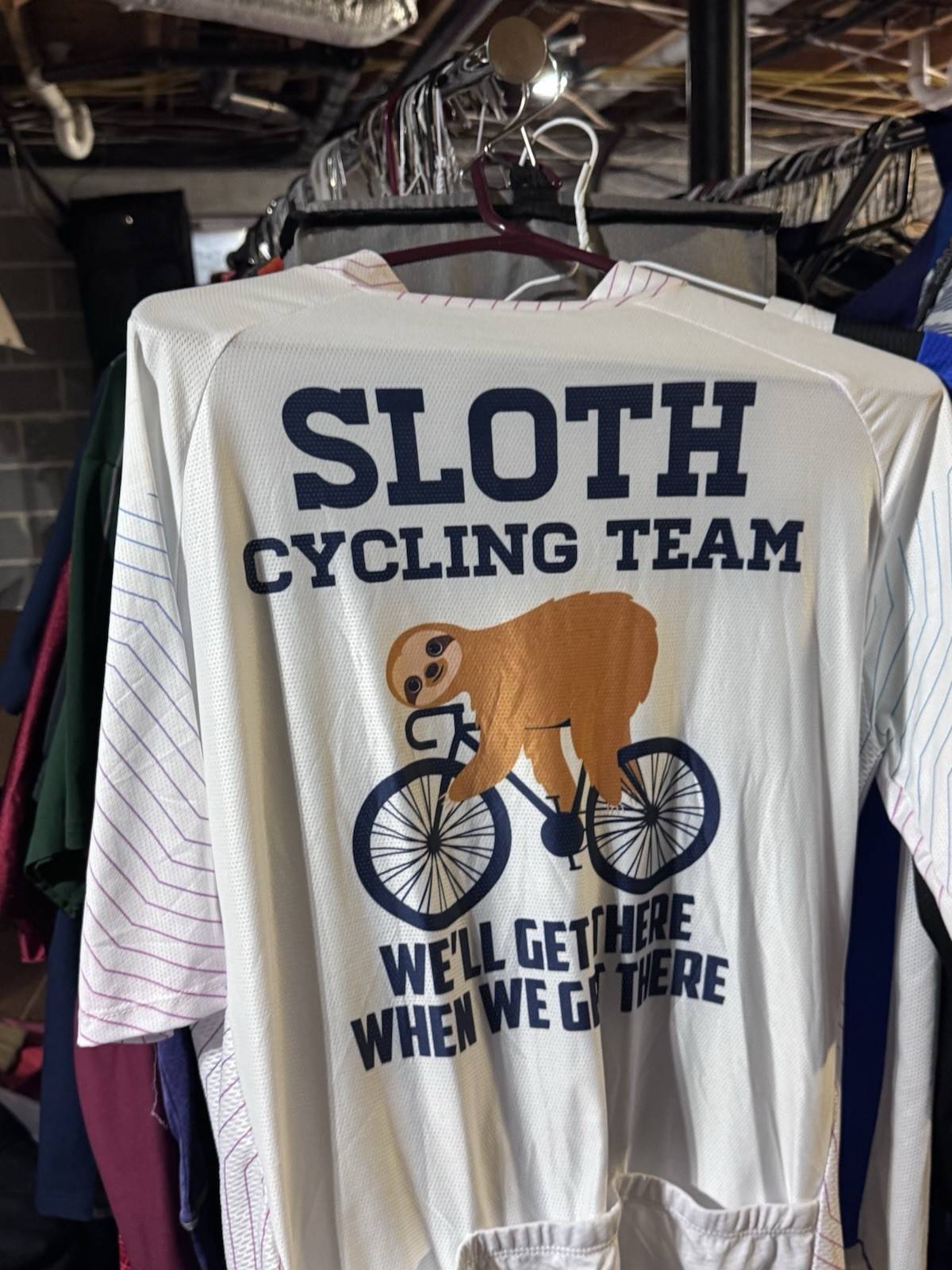 Sloth Cycling Team Cycling Jersey XXXL Mountain Biking Full Zip Shirt White
