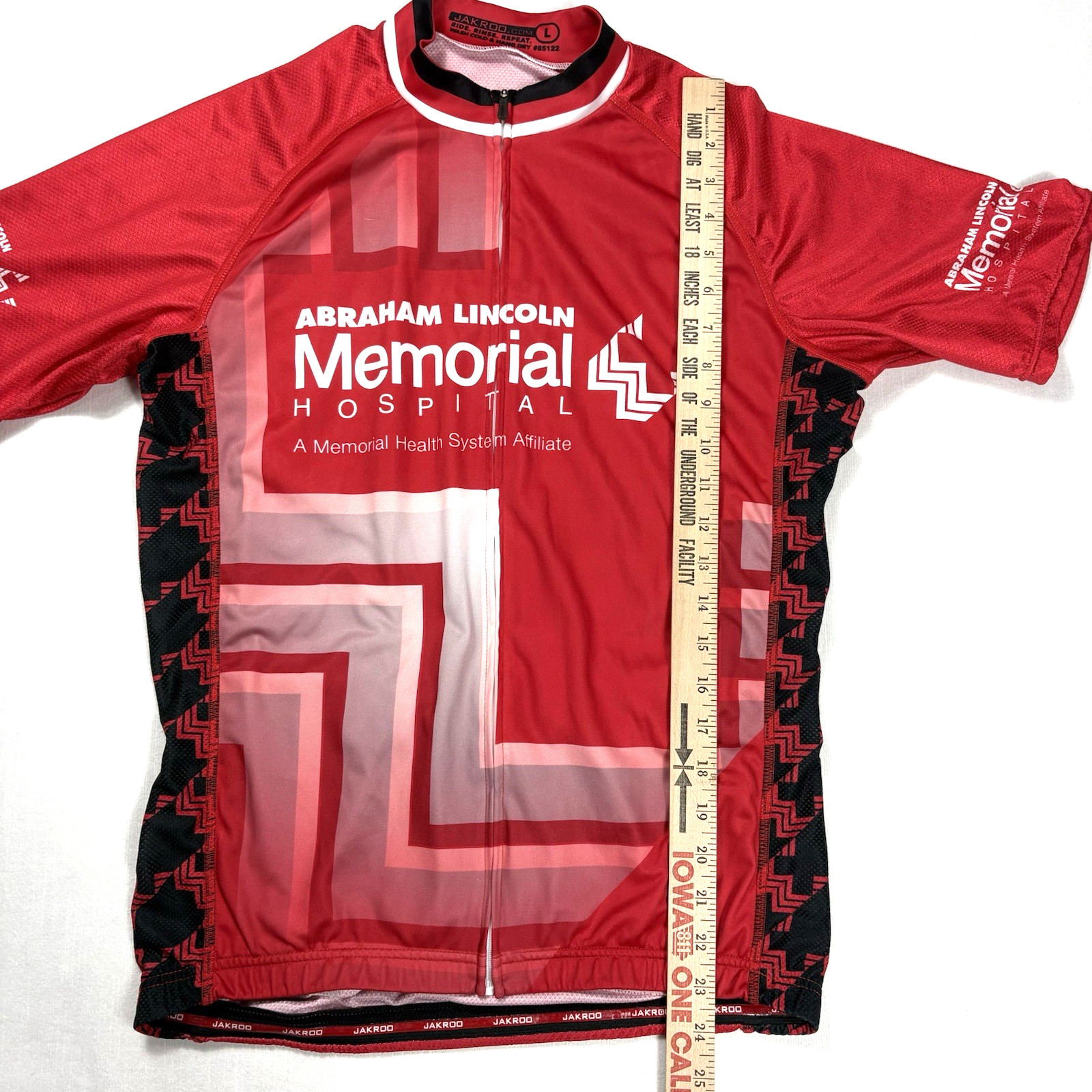 Jakroo Men’s Large Cycling Jersey Full Zip Bicycle Abraham Lincoln Hospital
