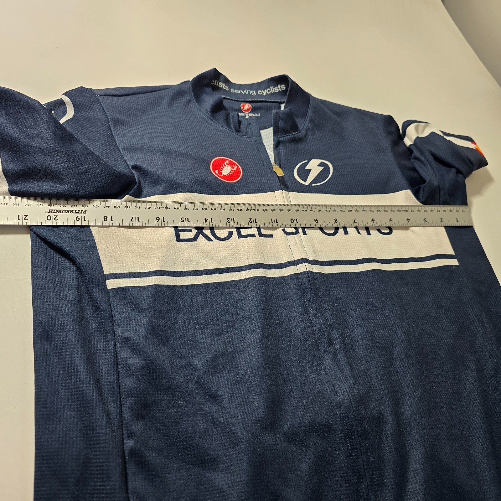 Castelli Cycling Jersey Mens 2XL Blue Excel Sports Graphic Full-Zip Short Sleeve