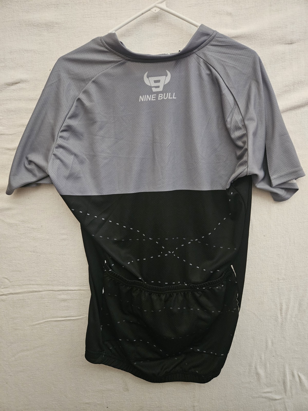 Nine Bull Cycling Jersey Mens Gray Sz XL Polyester Short Sleeve Pull Over New