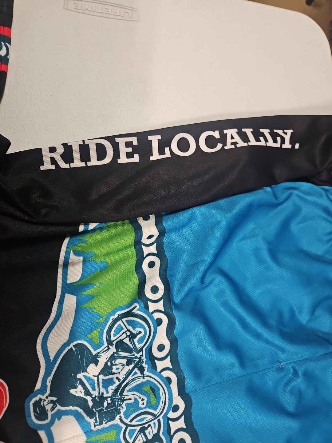 Pactimo Red-Bell 100 Cycling Jersey XL Black Blue Full Zip Bicycle Club