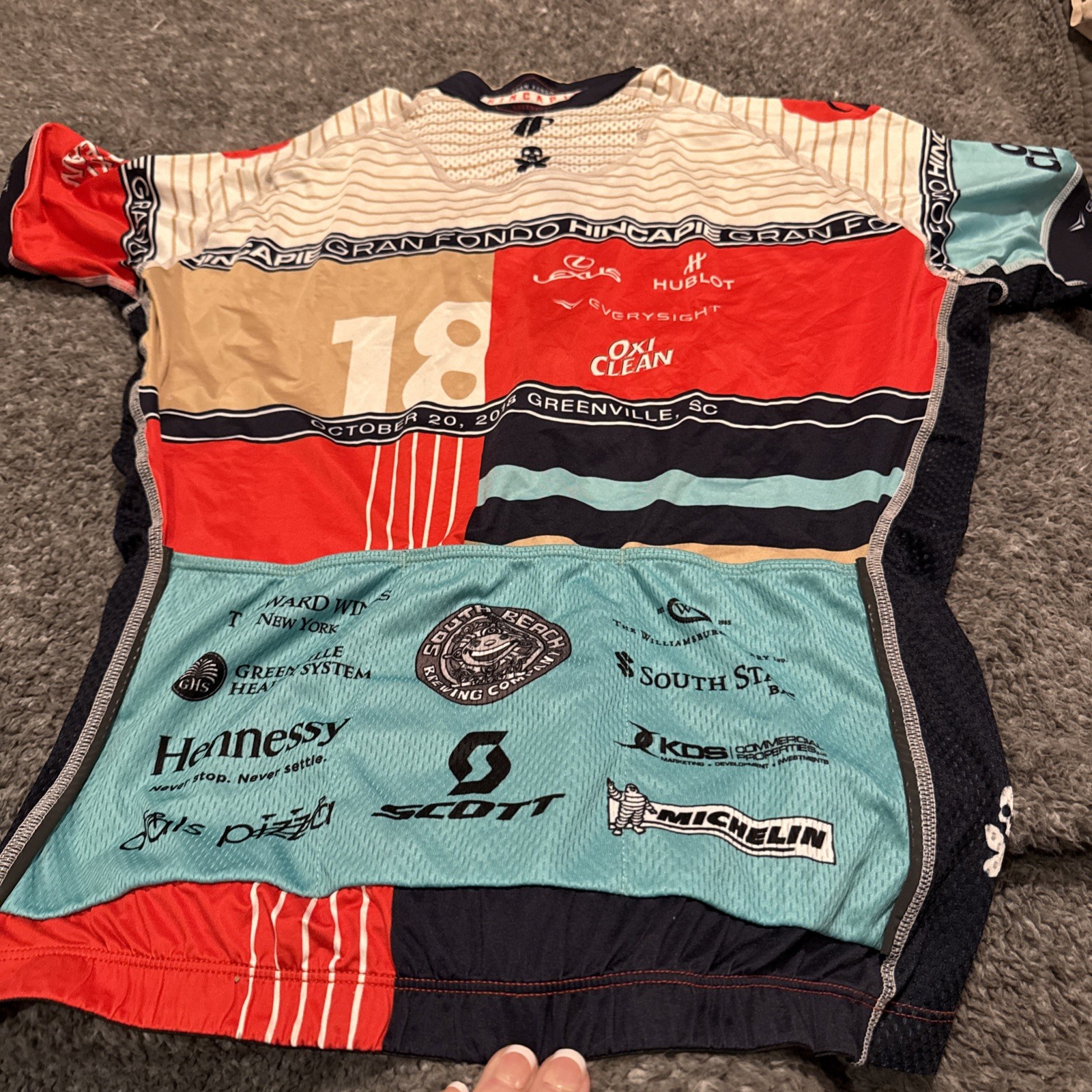 Hincapie Cycling Jersey Mens Medium Multi Color 2018 Gran Fondo Greenville SC