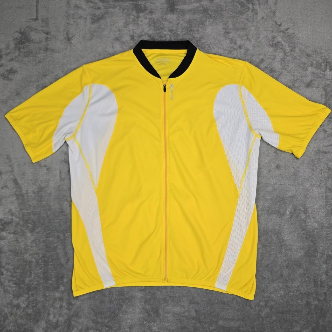 Sugoi Cycling Jersey 2XL Yellow White Short Sleeve Full Zip Polyester Bike Shirt