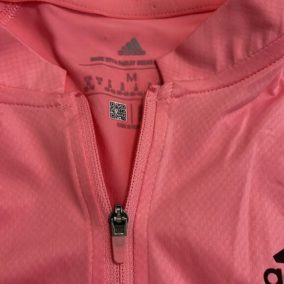 adidas women’s M Cycling Jersey shirt Pink full zip back pockets NWT $110