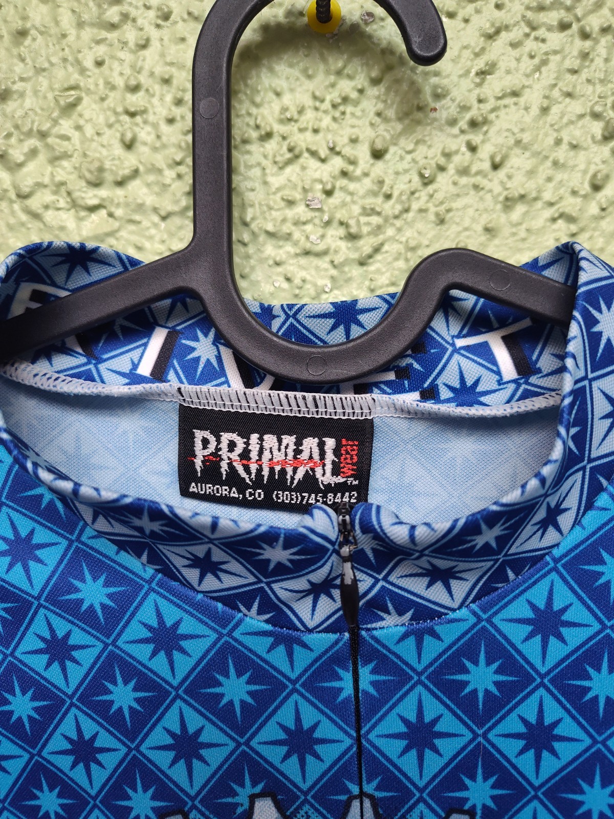 Primal Cycling Jersey Men L Blue 3/4 Zip Coolmax Frog Made USA Bike