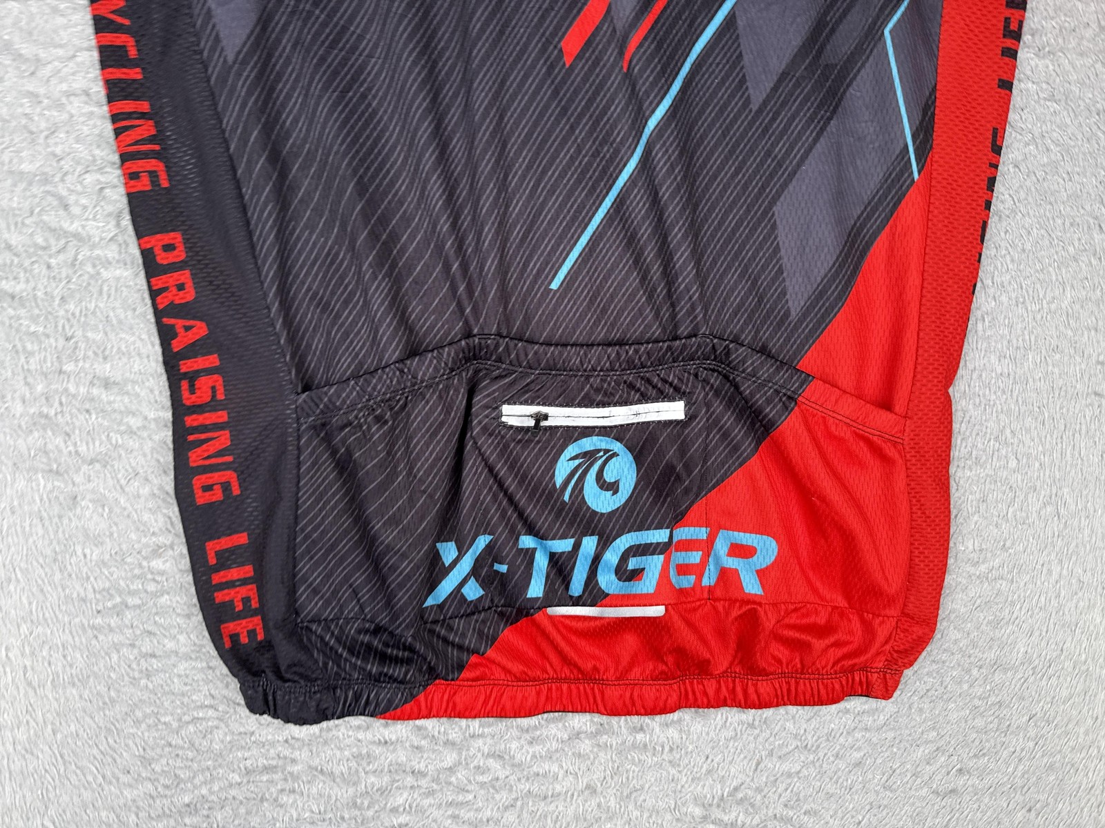 X-Tiger Cycling Jersey Mens XXL Red Black Short Sleeve Full Zip Bike Shirt Top
