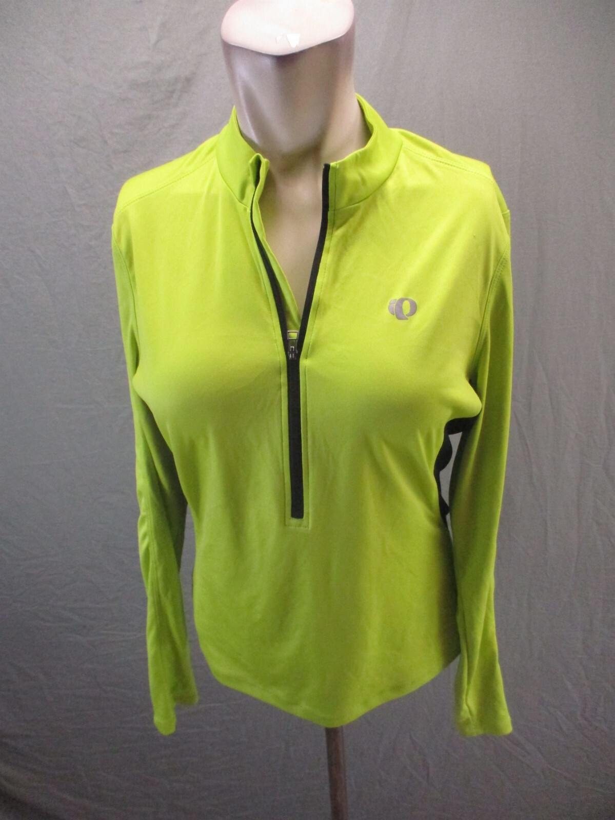 PEARL IZUMI Size L Womens Lime 1/2 Zip Stand Collar Pocket Cycling Pullover 369