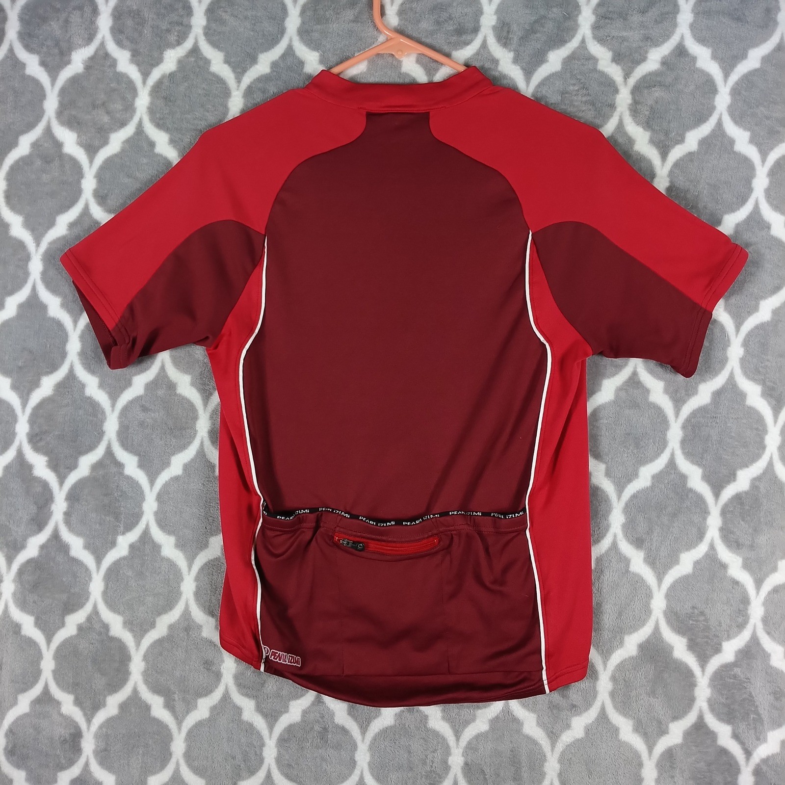 Pearl Izumi Cycling Jersey Men Large Red Full Zip Short Sleeve Rear Pockets