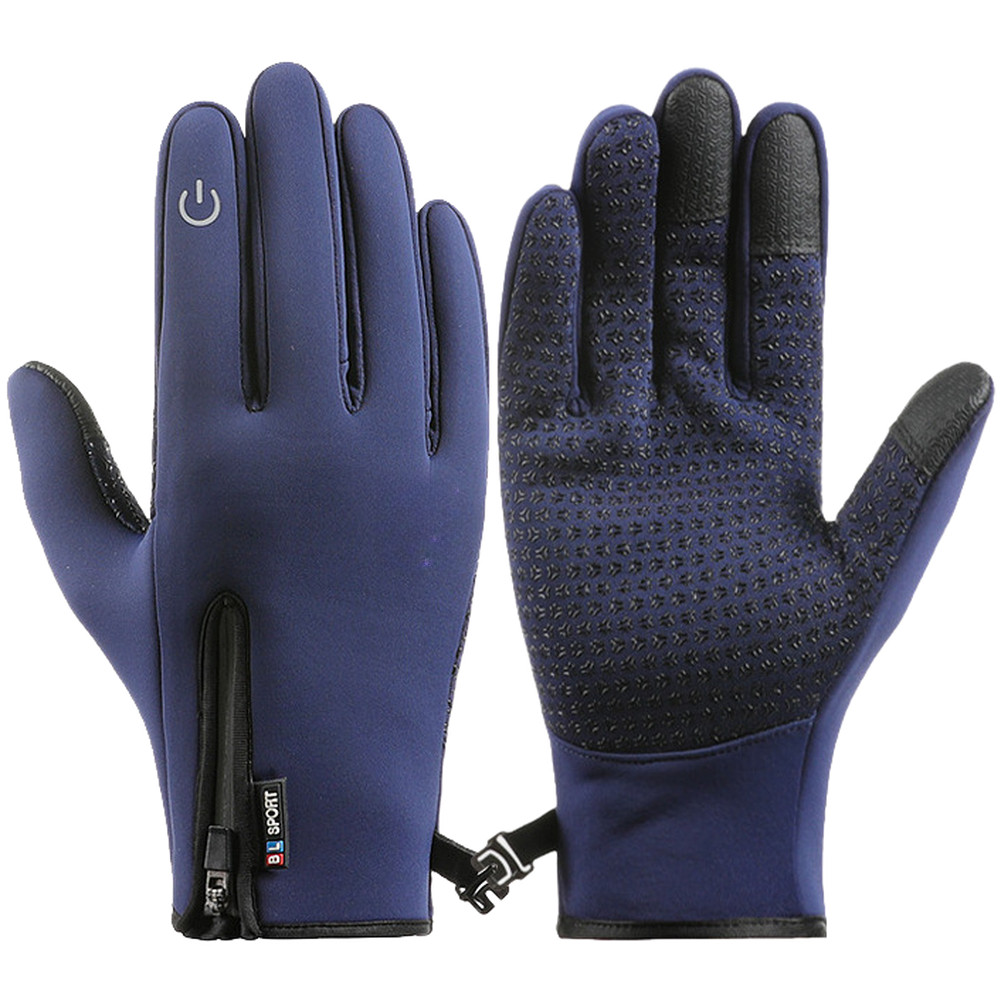 Unisex Fleece Lined Cycling Gloves Waterproof Windproof Screen Compatible Use