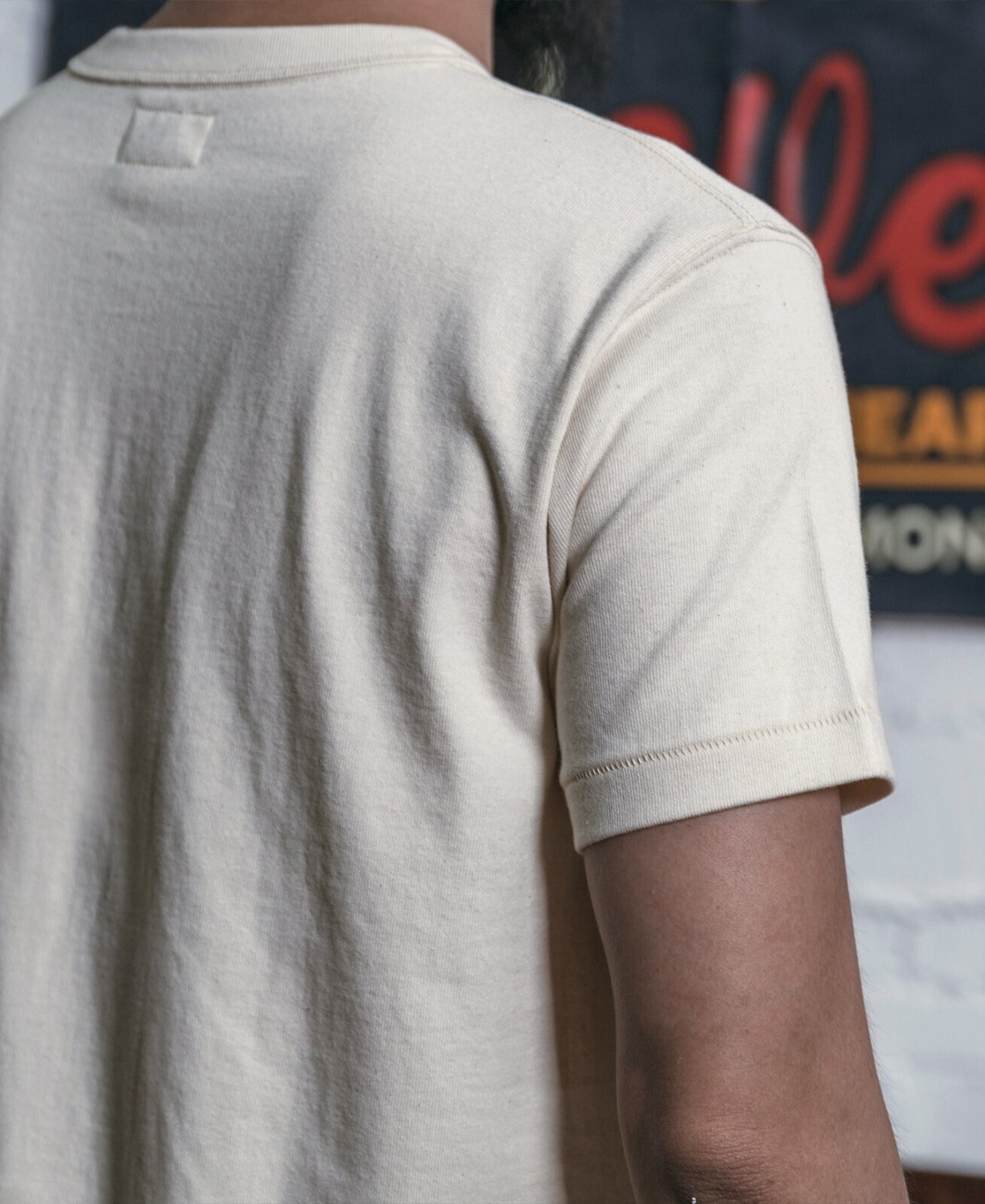 BRONSON Vintage Loopwheel Tubular Athletic T-Shirt Men Basic Tee 100% Cotton