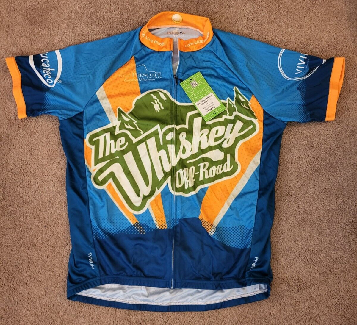 Men’s Primal Sport Cut Raglan Cycling Jersey Whiskey Off Road Epic Rides Size L