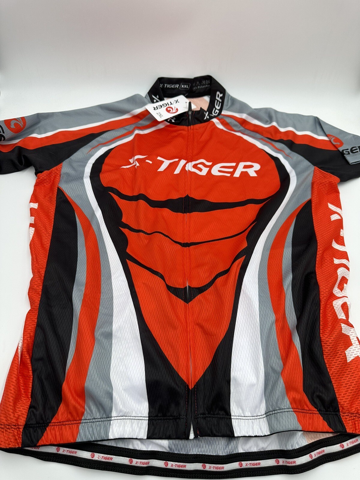 X-Tiger Men’s Cycling Jersey Black Size 2XL Short Sleeve Full Zip