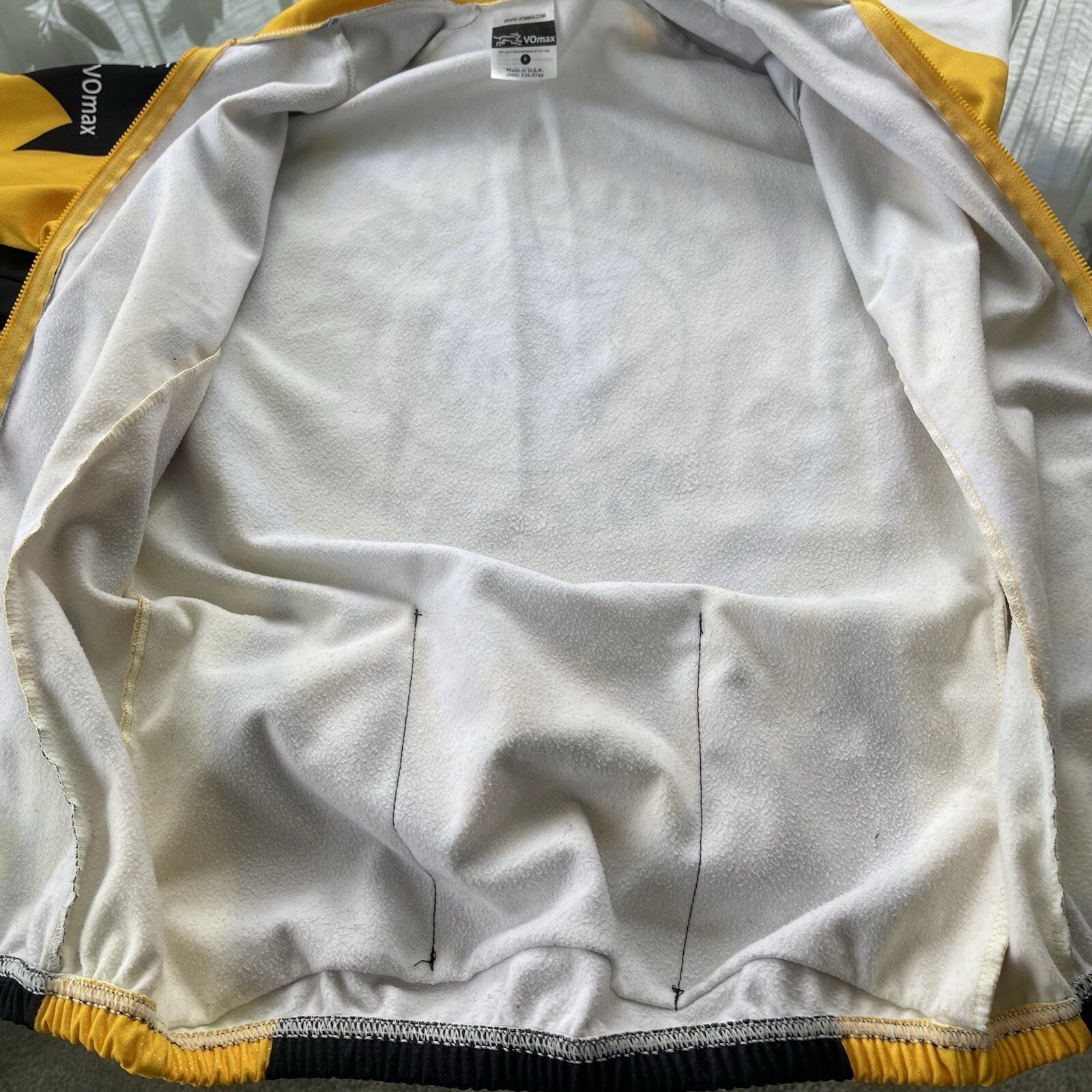 VOmax Cycling Jersey Mens Small Yellow Black White Pockets Cyclone Racers
