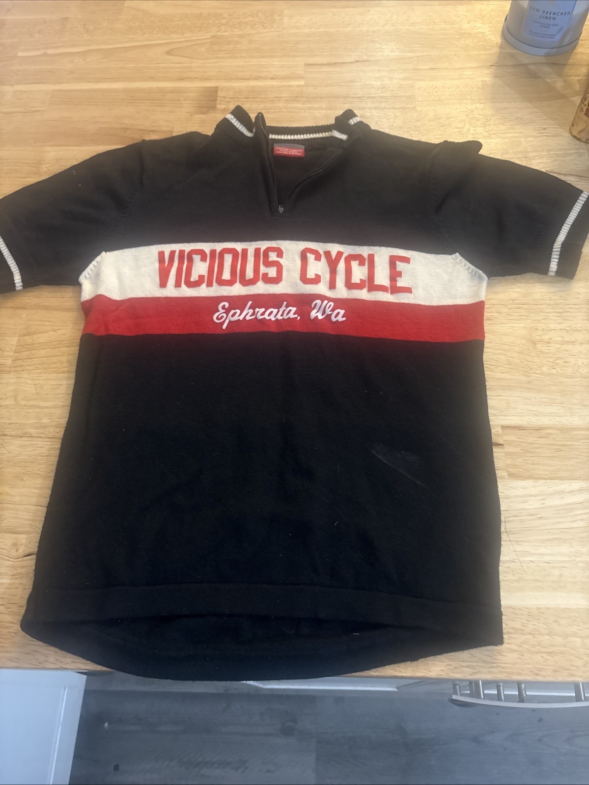 Portland Cyclewear 100% Merino Wool 1/4 Zip Cycling Shirt Flaws Vintage?