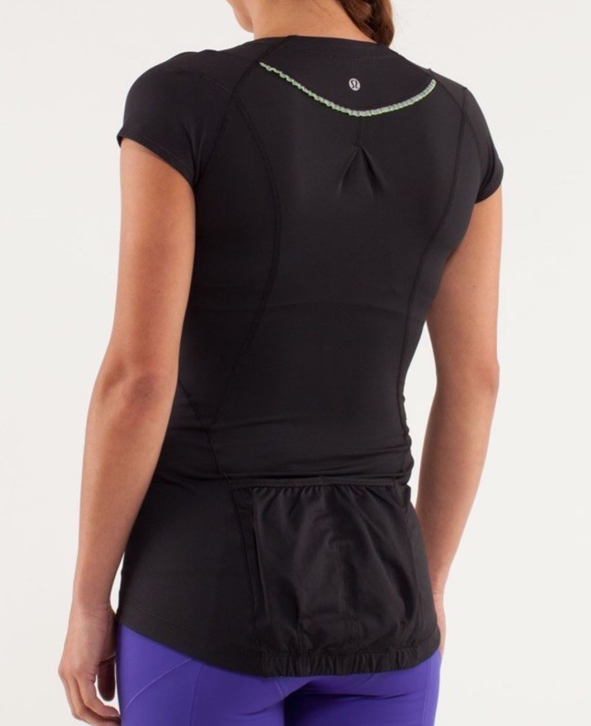 Lululemon Presta Cycling Jersey Athletic 1/2 Zip Back Pockets Black Women’s 6