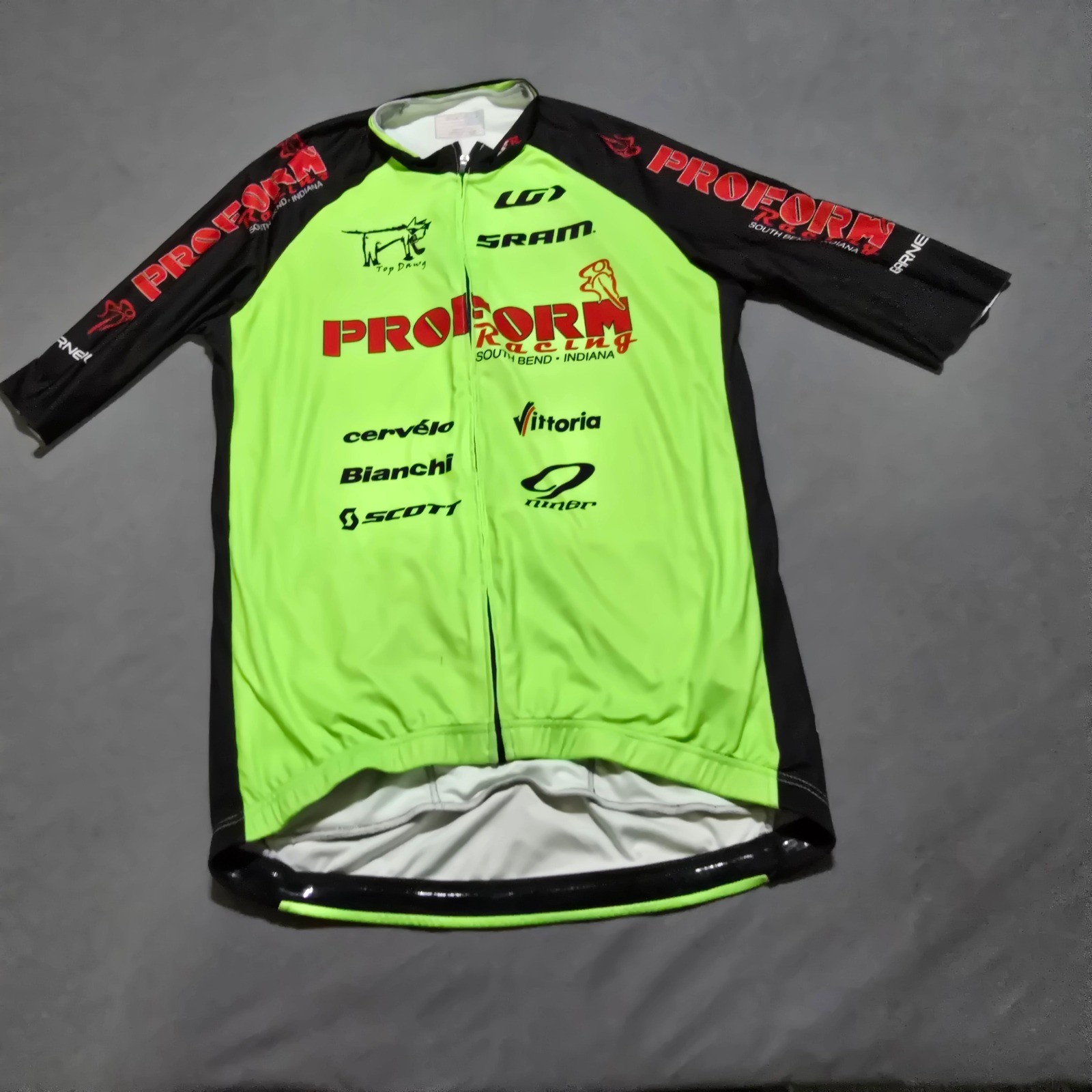 Louis Garneau Cycling Jersey Mens Large Neon Green ProForm Racing SRAM Bianchi