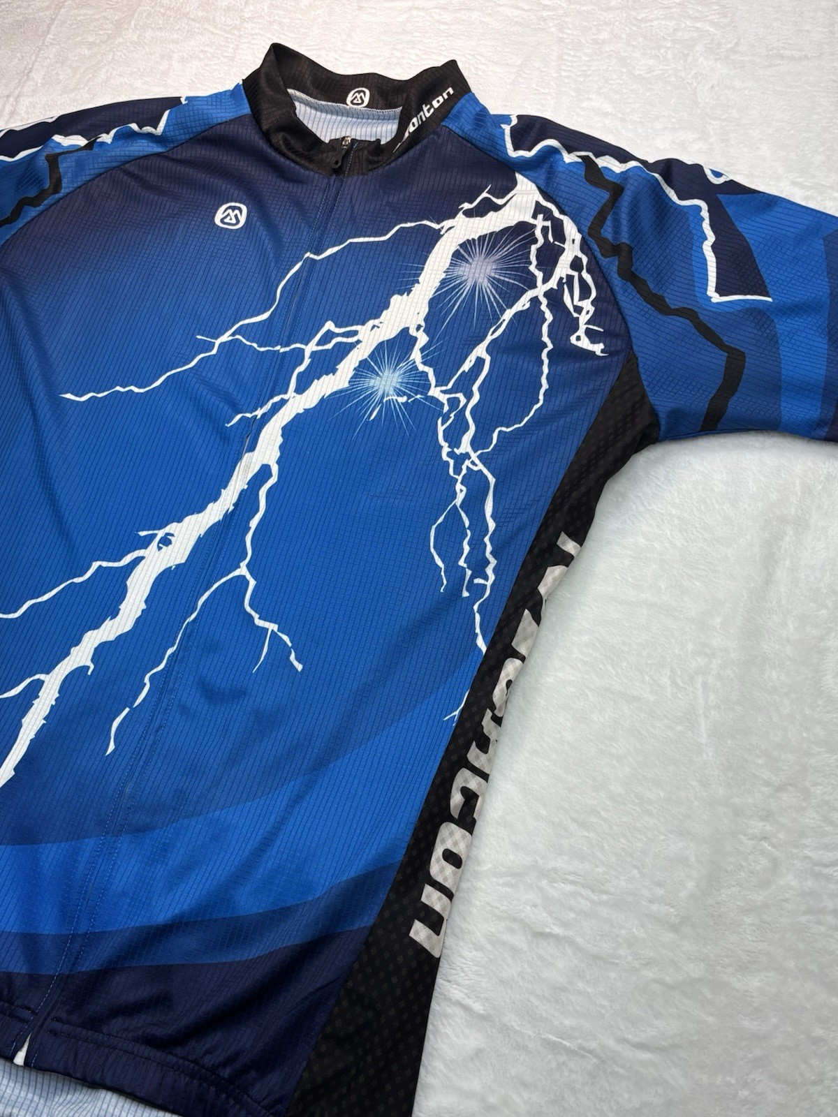 Monton Sports Cycling Jersey Mens XXXL US XL Lightning Bolt Full Zip Bike Shirt