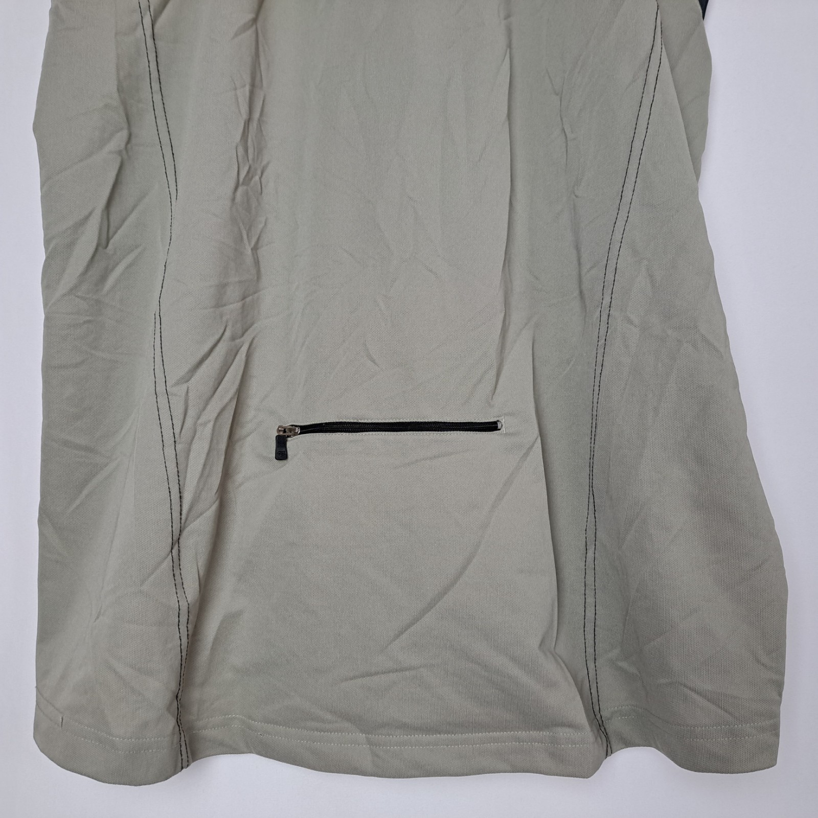 Fox Racing Cycling Jersey Mens XL Beige Gray Sleeveless 1/4 Zip Logo Back Pocket