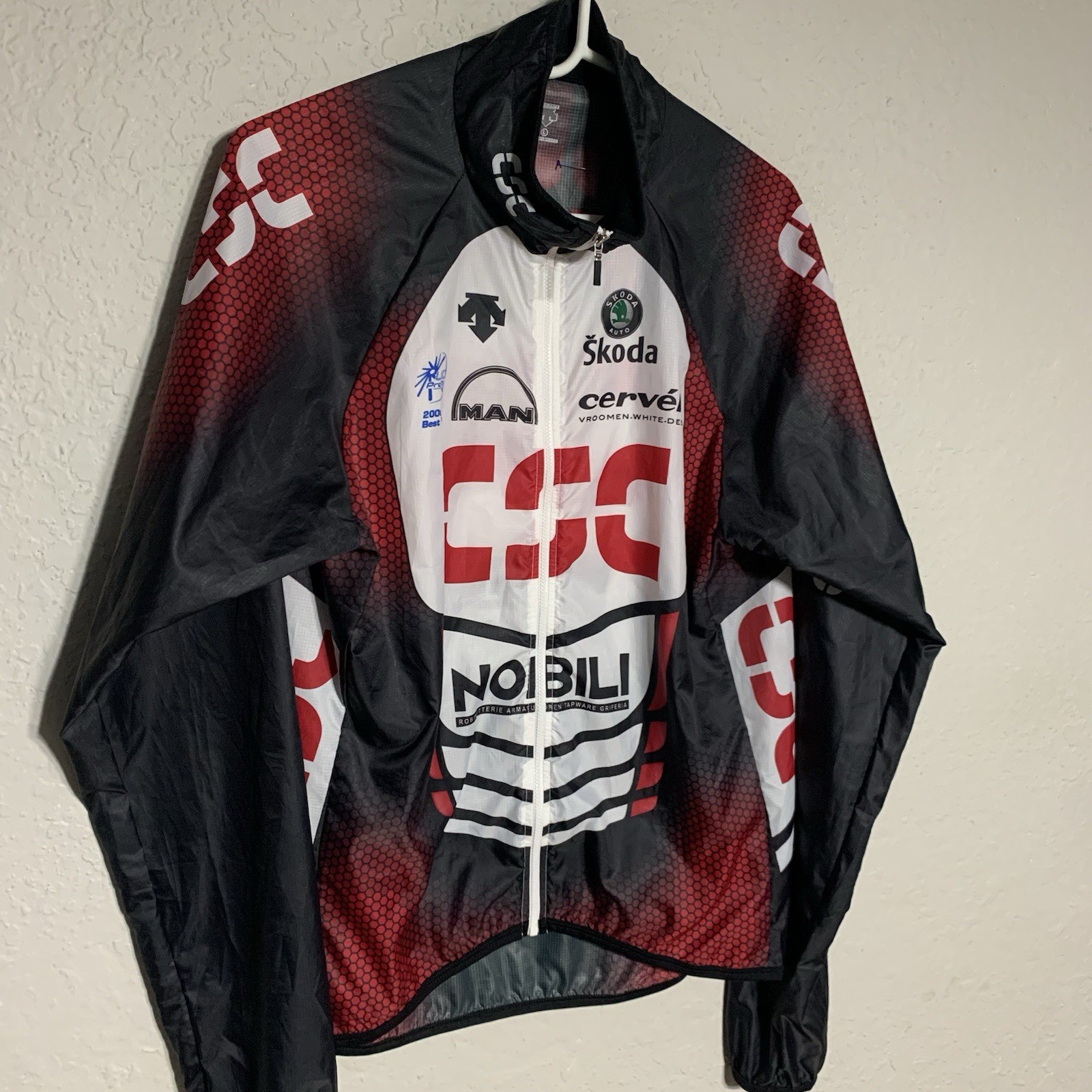 Vintage DESCENTE CSC Team RIIS Cycling Windbreaker Jersey Cervelo UCI Pro Tour