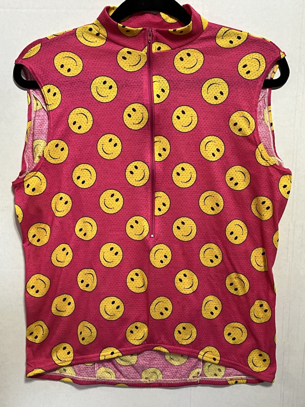 Urbanek Women’s Pink Happy Face Bicyclist Jersey S Size