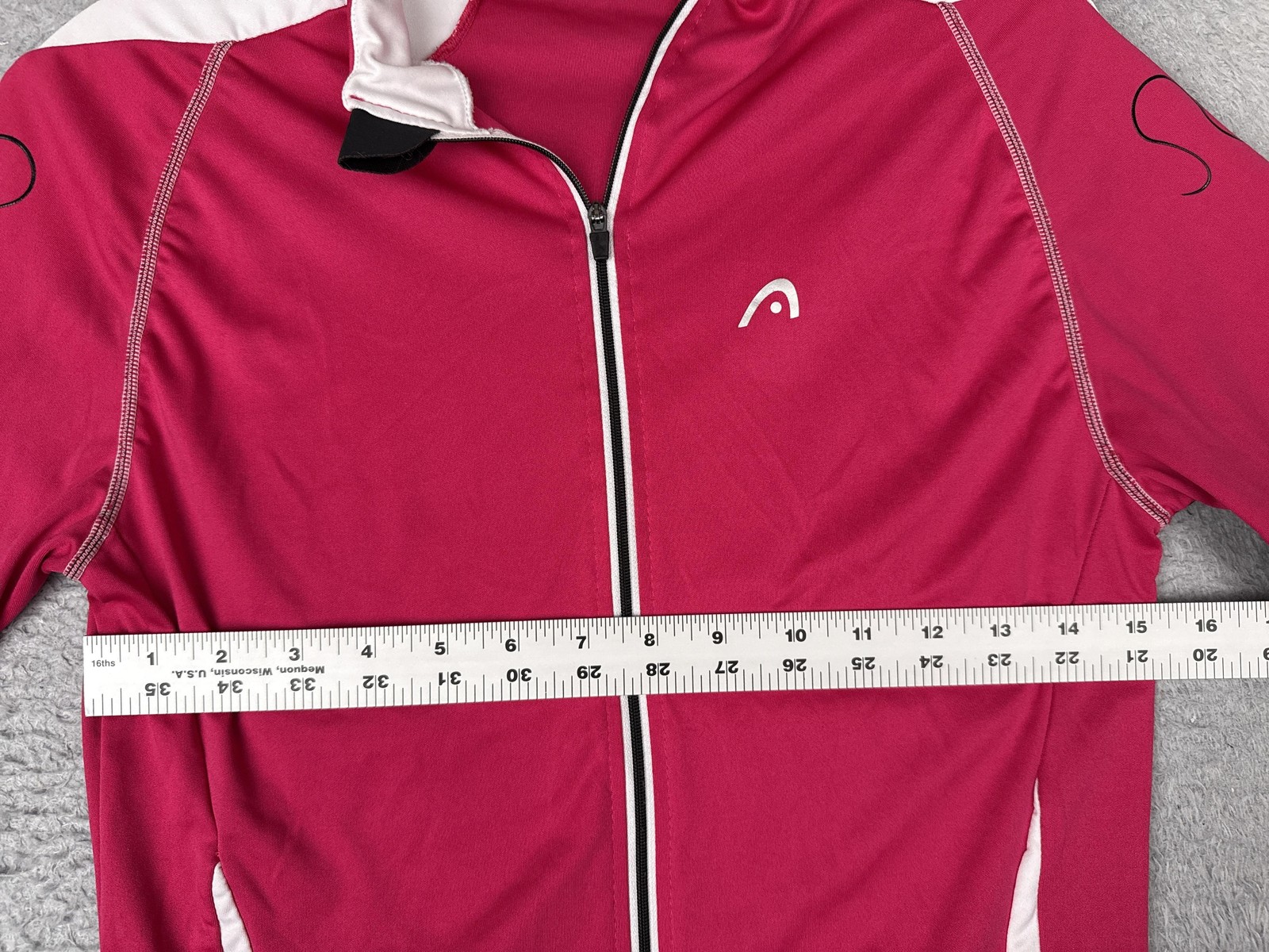 HEAD Cycling Jersey Womens 38 Pink White Short Sleeve Full Zip Pocket Back