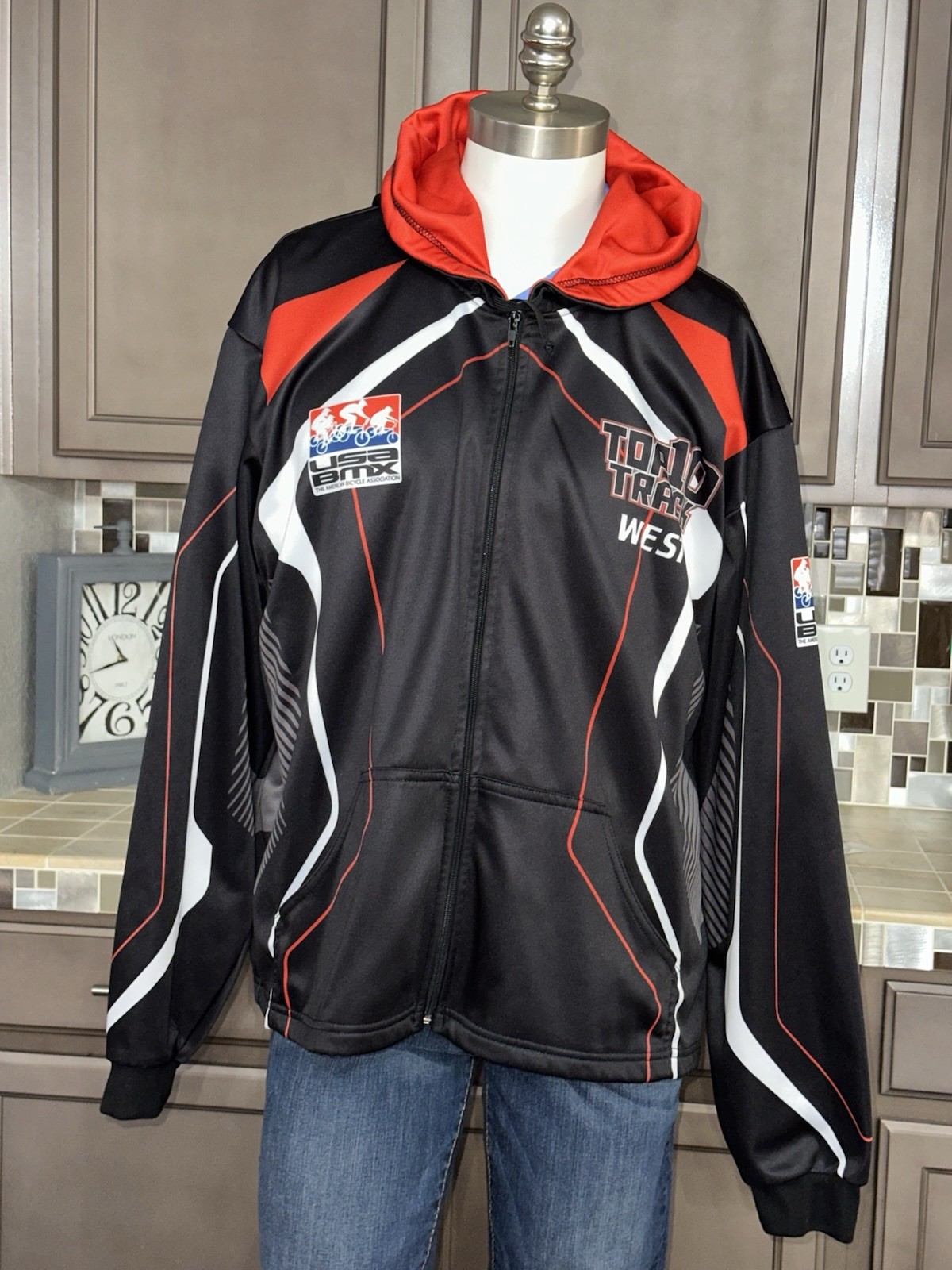 USA BMX Hoodie Size XXL 2X Large Long Sleeve Top 10 Track West Full Zip