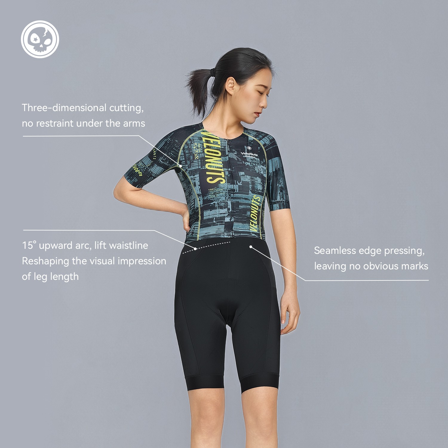 VNS Women Cycling Jersey High Waist Short Sleeve Breathable Bike Shirt Cycle Top