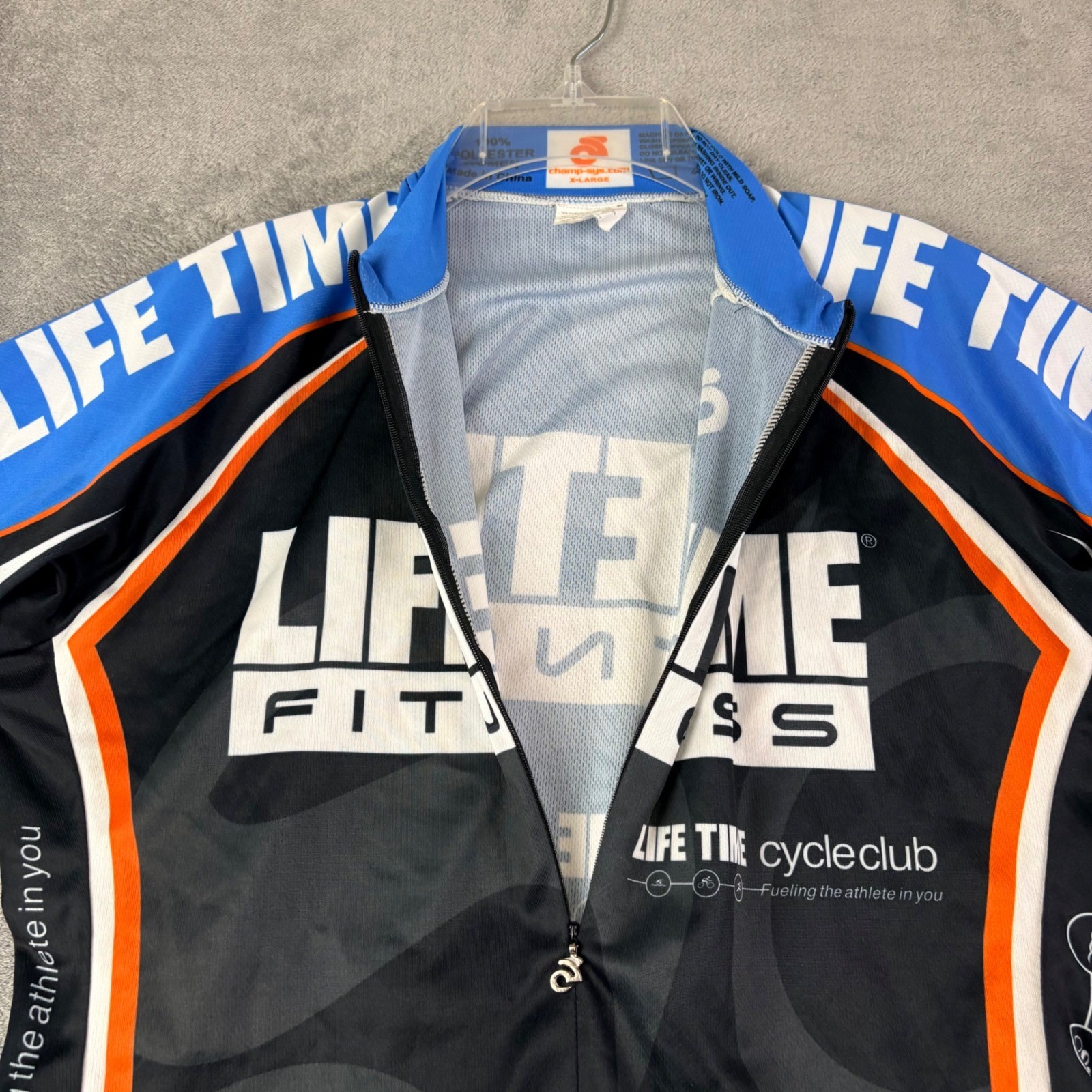 Life Time Fitness Womens XL Black Champ-Sys Cycling Jersey Full Zip Bike Cycle