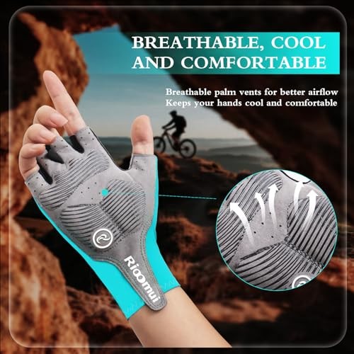 Cycling Gloves,Anti-Slip 5mm Padded Biking Gloves for Men Asia-S=US-XS Blue