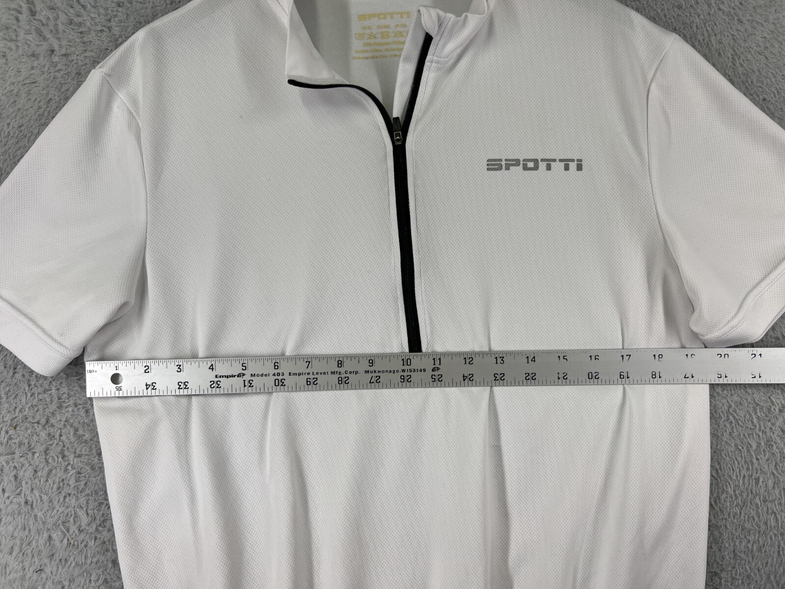 Spotti Shirt Mens Extra Large White 1/2 Zip Short Sleeve Polyester Pockets