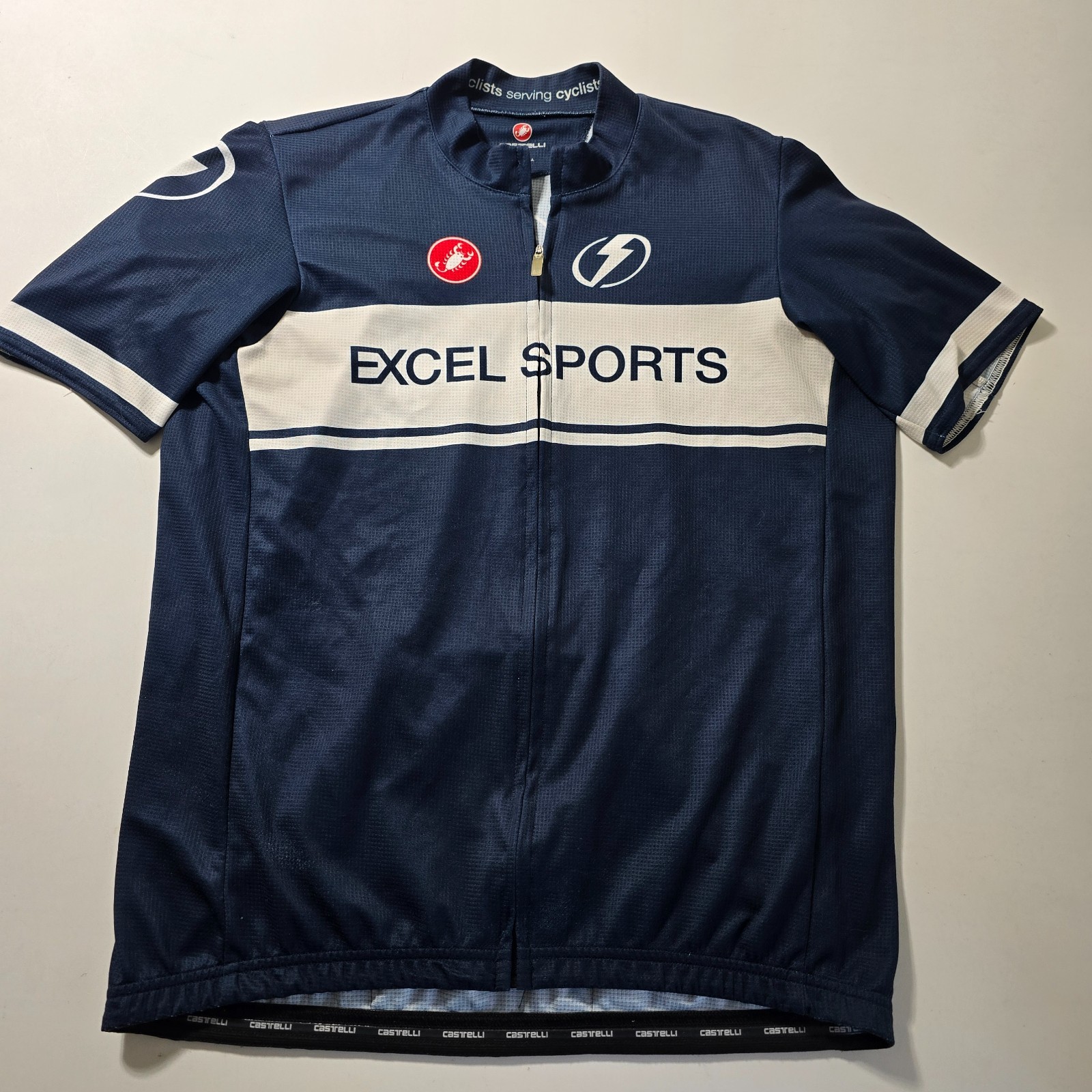 Castelli Cycling Jersey Mens 2XL Blue Excel Sports Graphic Full-Zip Short Sleeve