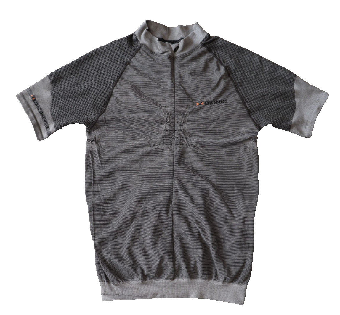X-BIONIC MEN’S GRAY COMPRESSION CYCLING THERMO SHIRT MADE IN ITALY MENS LARGE