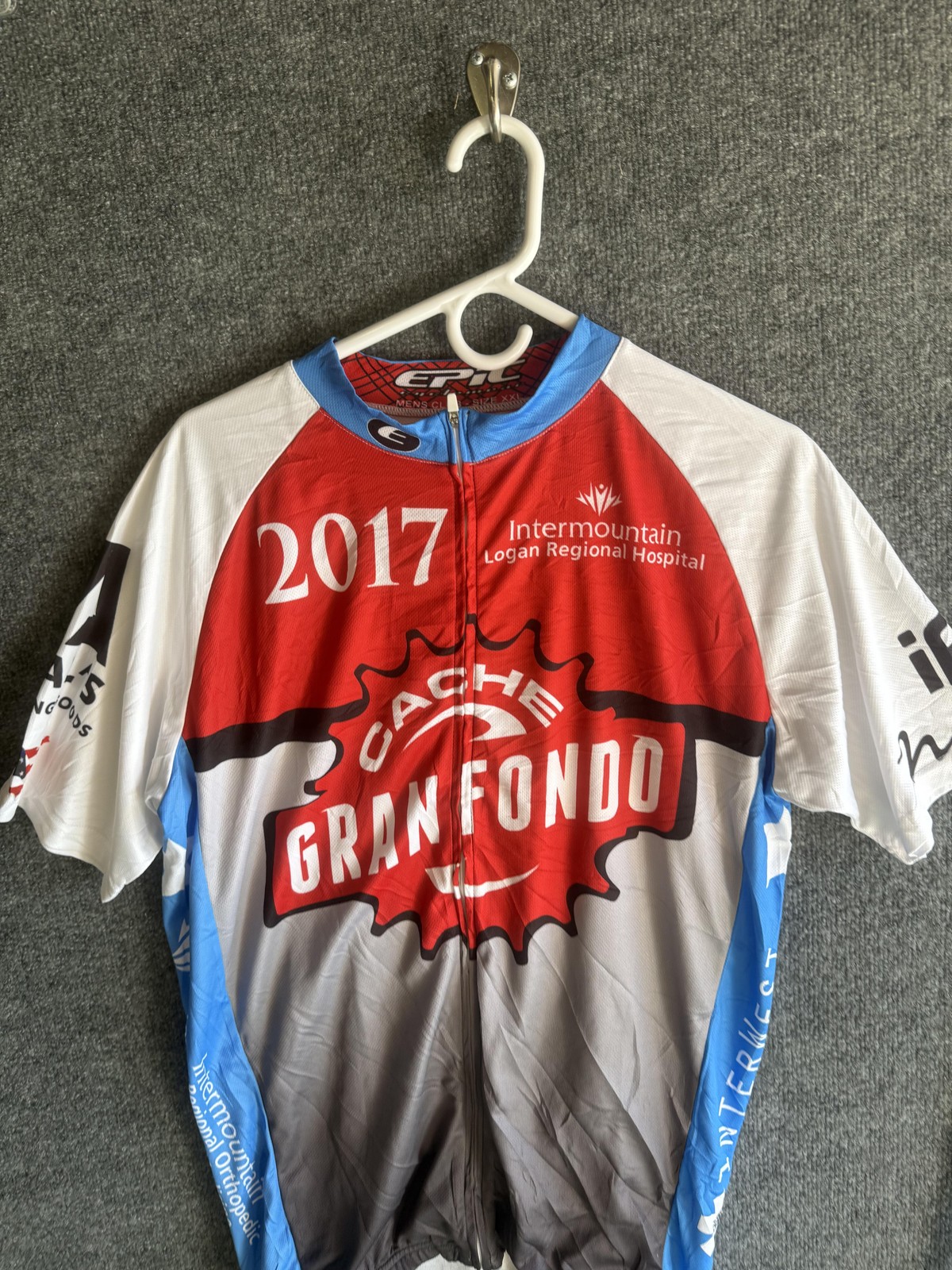 Epic Cycling Jersey Mens XXL Multicolor Cache Gran Fondo Full Zip Pockets Bike