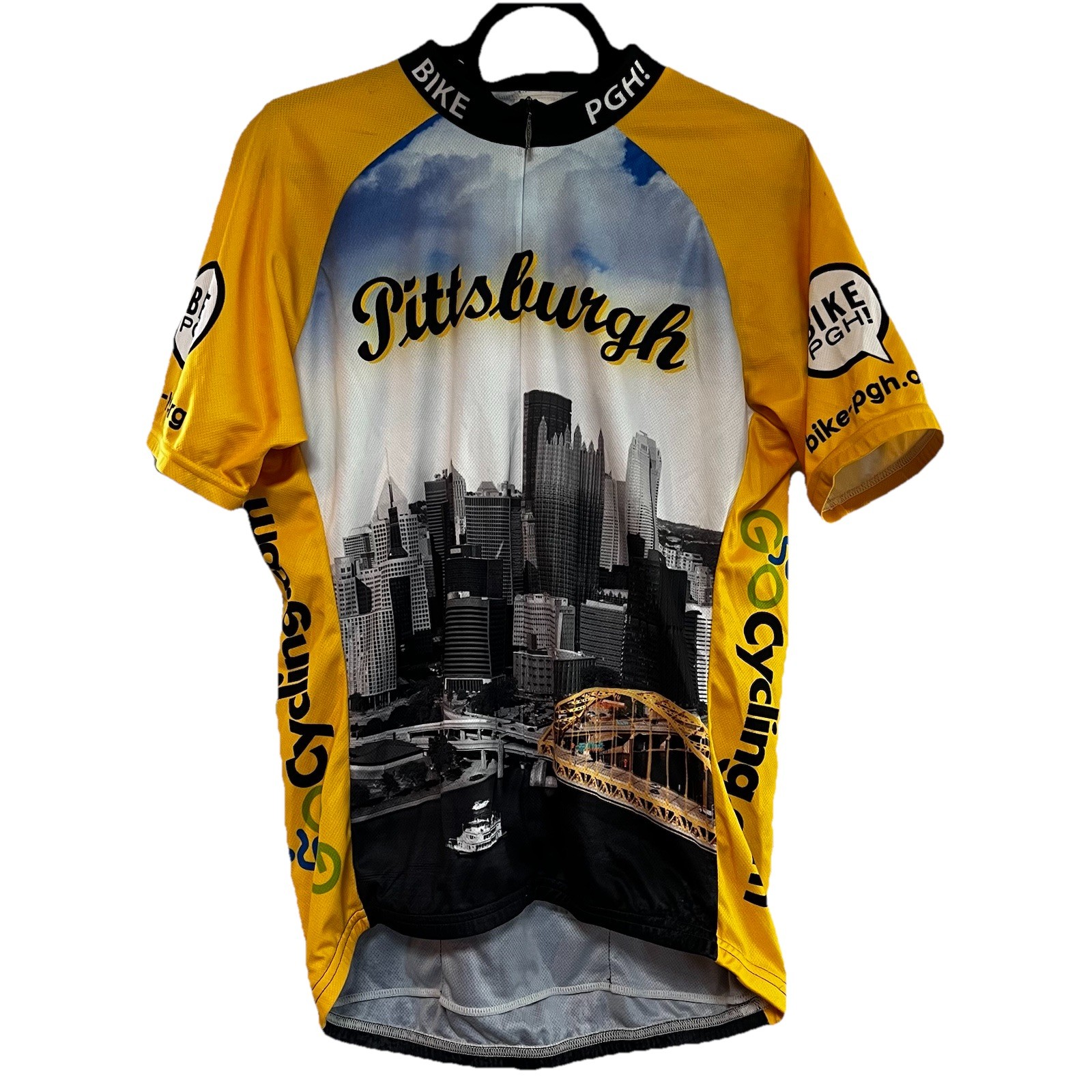 Large Pittsburgh Skyline Cycling Bike Jersey Biking Top Bicycle Shirt Men’s Size