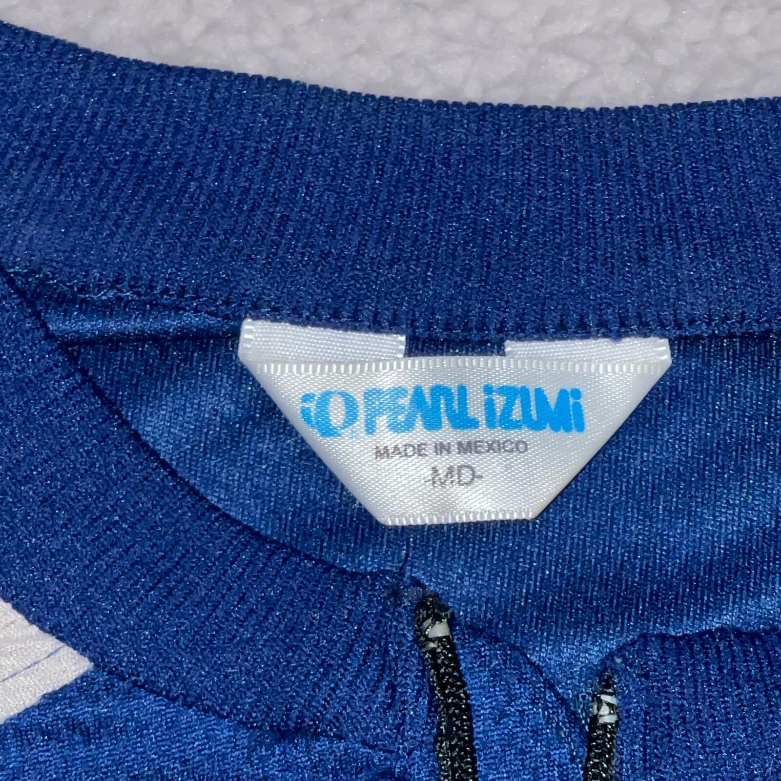 Pearl Izumi Cycling Jersey Men’s Medium 1/4 Zip Blue White Stretch Lightweight