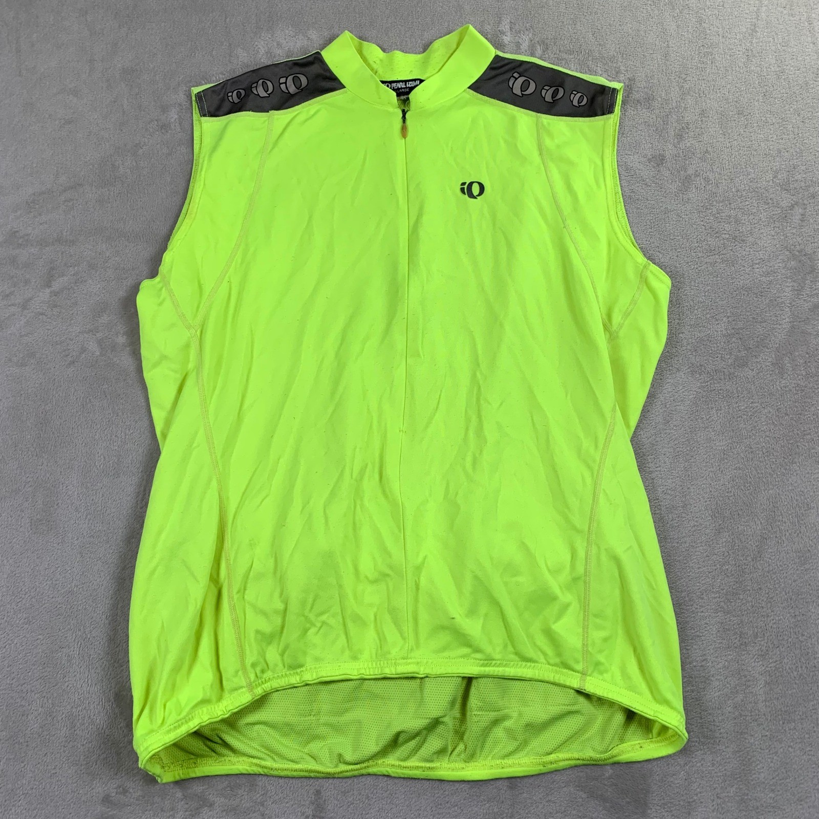 Pearl Izumi Cycling Jersey Mens XL Neon Yellow Sleeveless Quarter Zip Bike Top