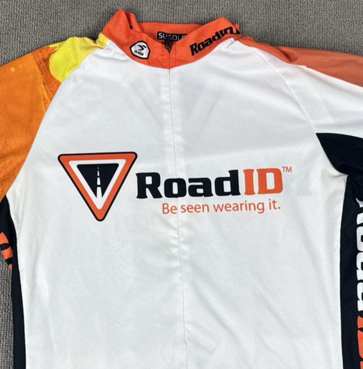 Sugoi Cycling Jersey Mens Small White Orange Road ID 3/4 Zip Pockets Canada