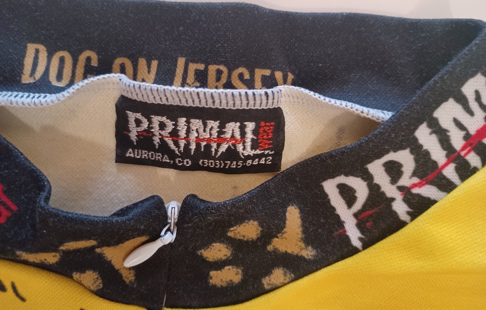 Primal Colorful Graphics Wild Dog on Bicycle Paw Prints 1/4 Zip Bike Jersey LG?