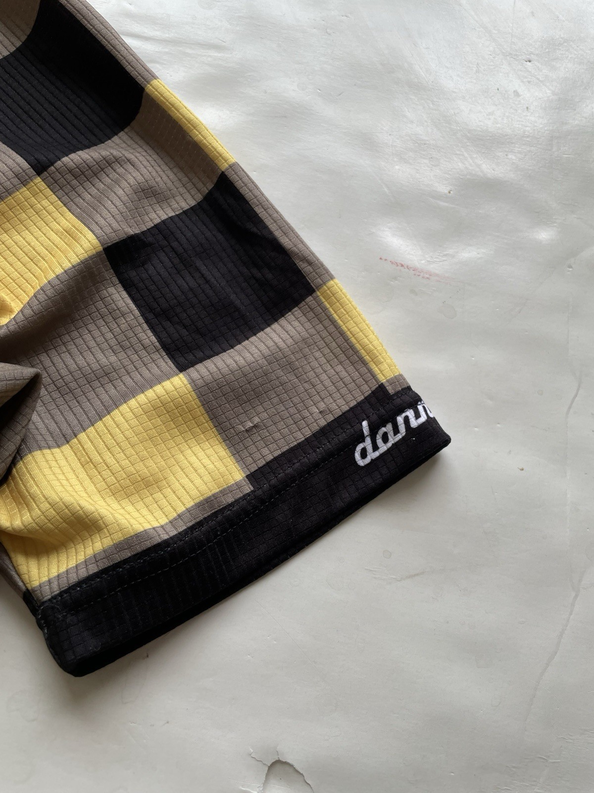 DannyShane Performance Cycling Jersey Men’s Small Yellow Plaid Charlie Brown