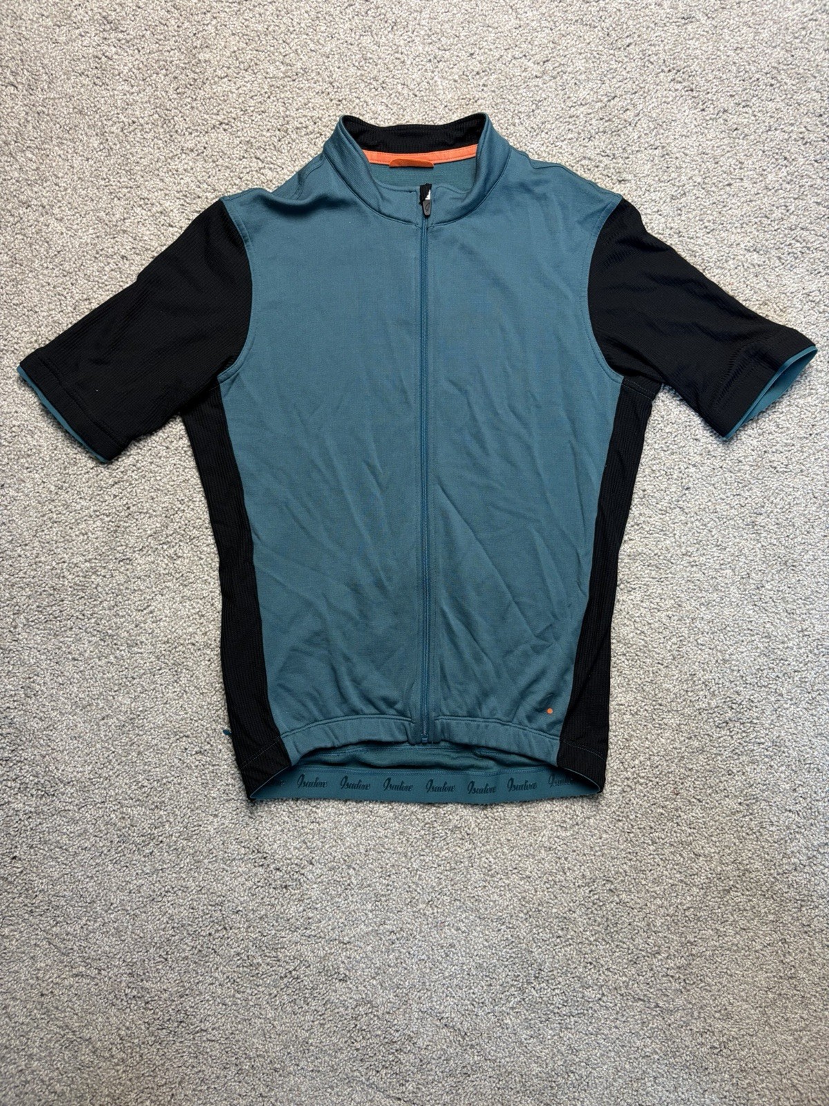 Isadore Men Signature Cycling Jersey Top Size M Atlantic Blue/Black Merino Wool