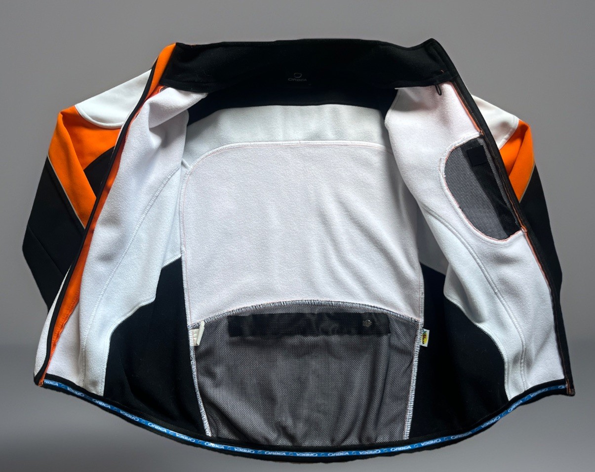 Cycling Jacket Small Orbea Fleece Lined Colorblock Orange Black White Retro Y2K