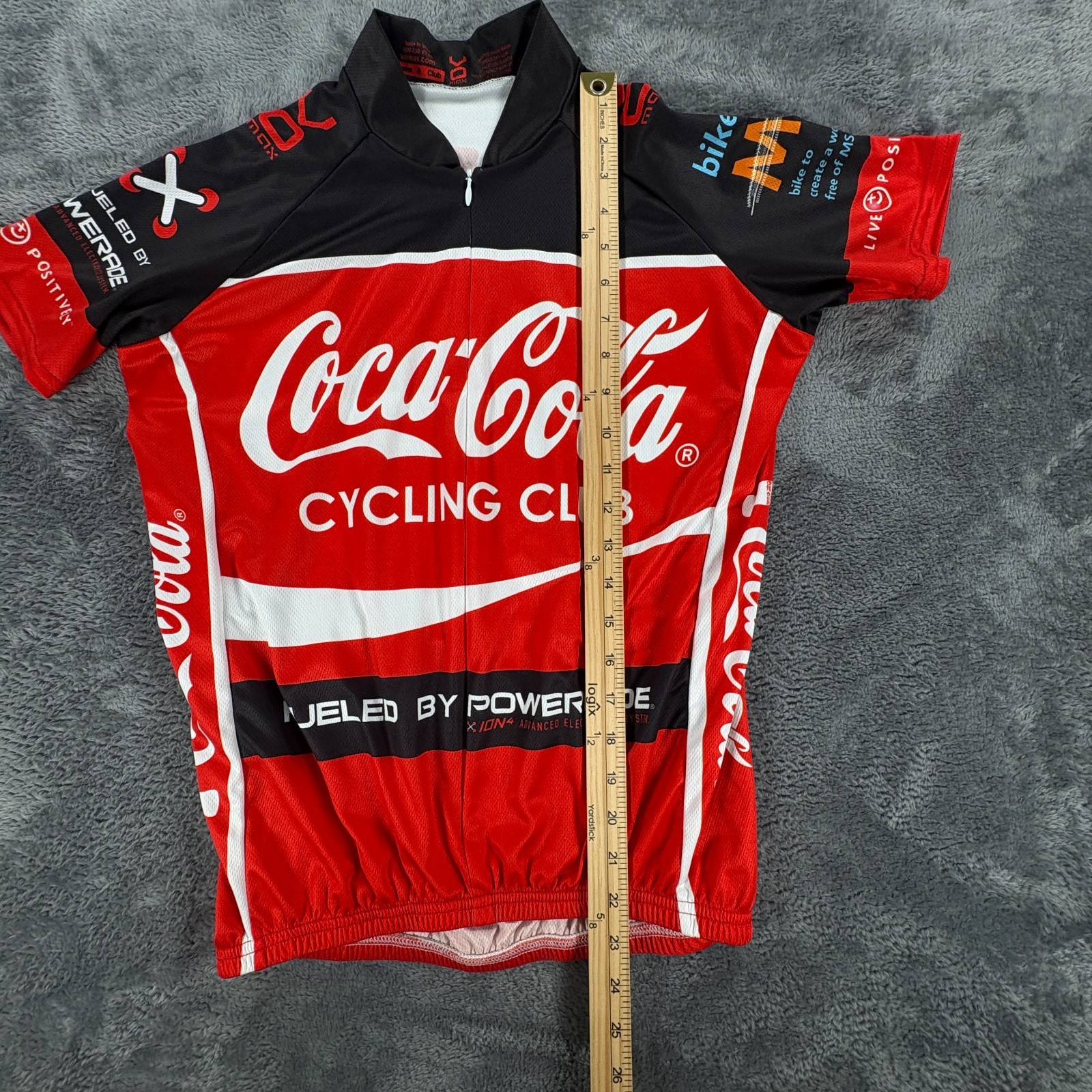 Vomax Coca Cola Cycling Club Bike Jersey Women Small USA Made 3/4 Zip S VTG Red