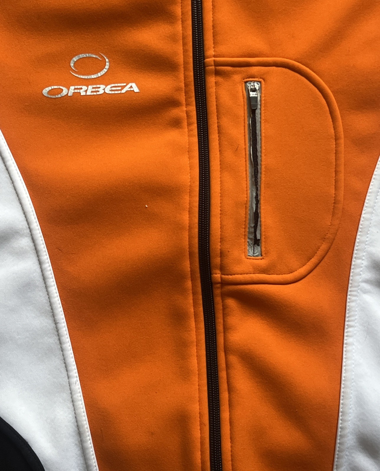 Cycling Jacket Small Orbea Fleece Lined Colorblock Orange Black White Retro Y2K