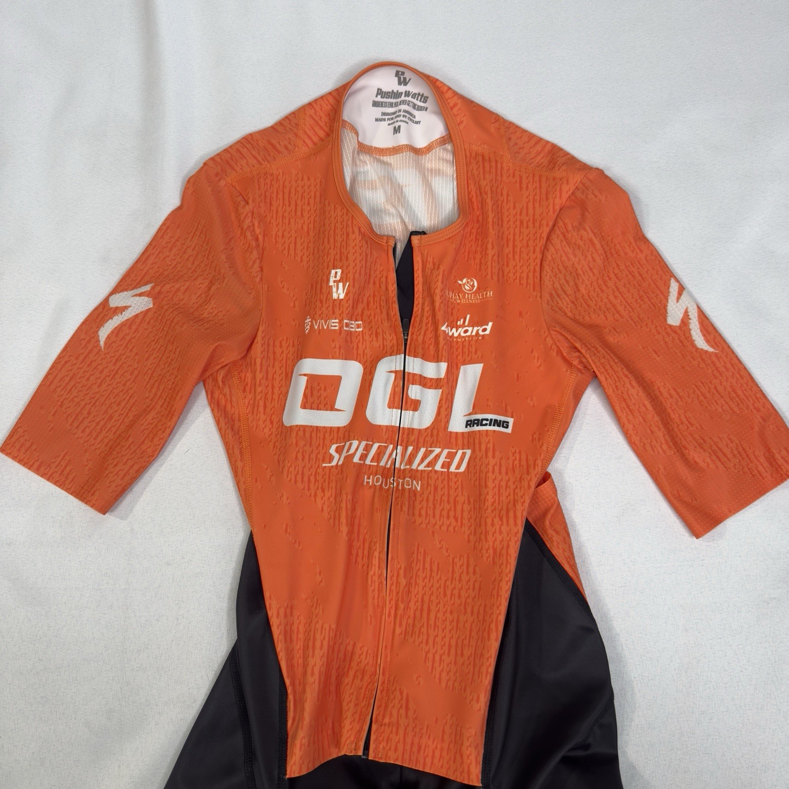 Pushin Watts M Authentic Team Issued One Piece Cycling Kit Logo Racing 3 Pocket