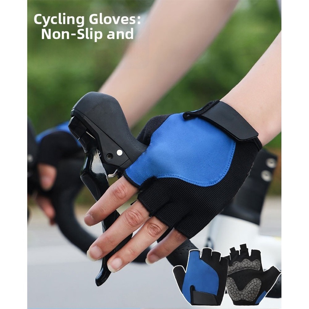 Anti Slip Breathable Cycling Gloves Half Finger with Reinforced Palm Padding