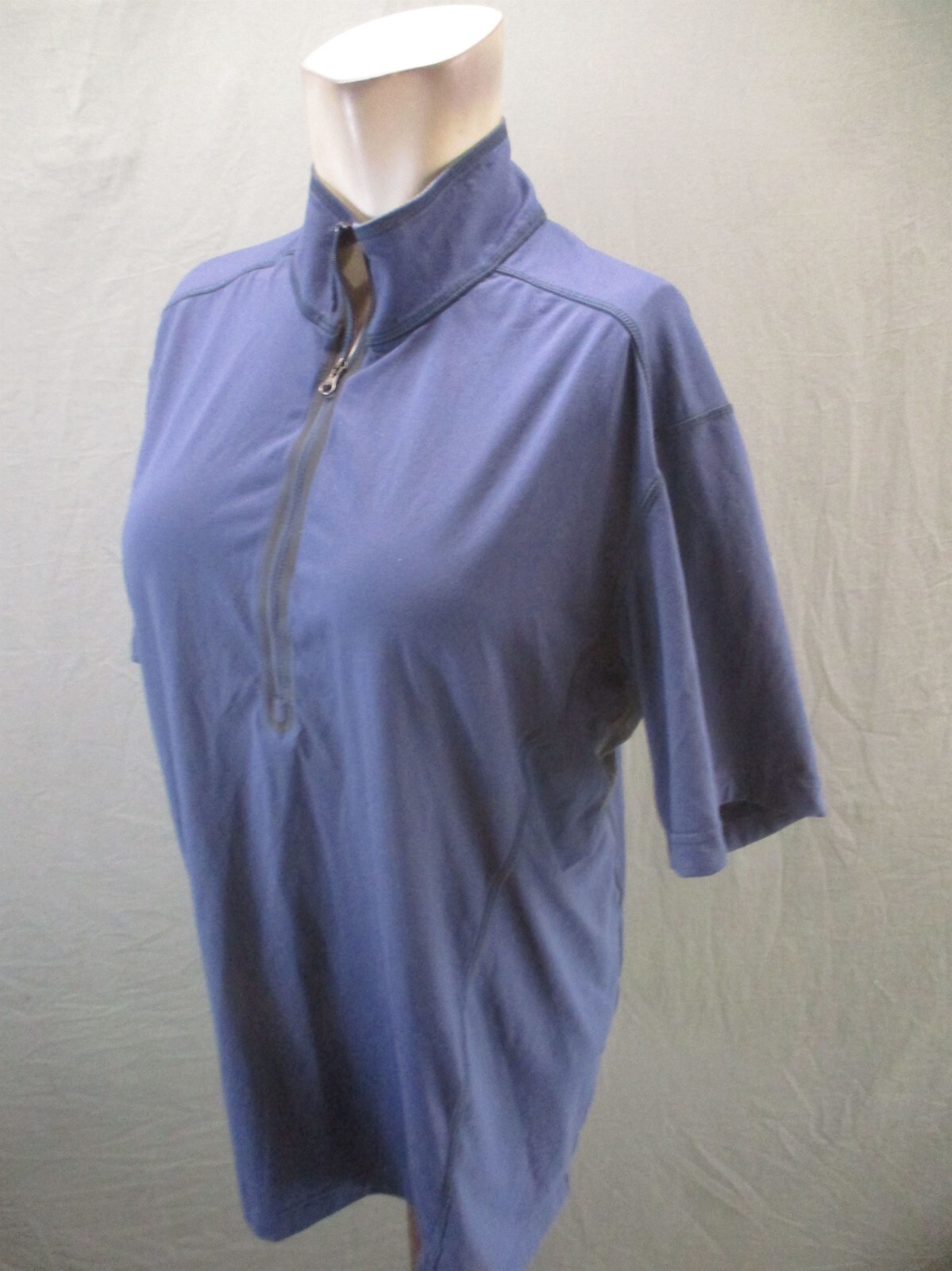 REI Size M Mens Blue 1/2 Zip High Neck Short Sleeve Breathable Cycling Top 603