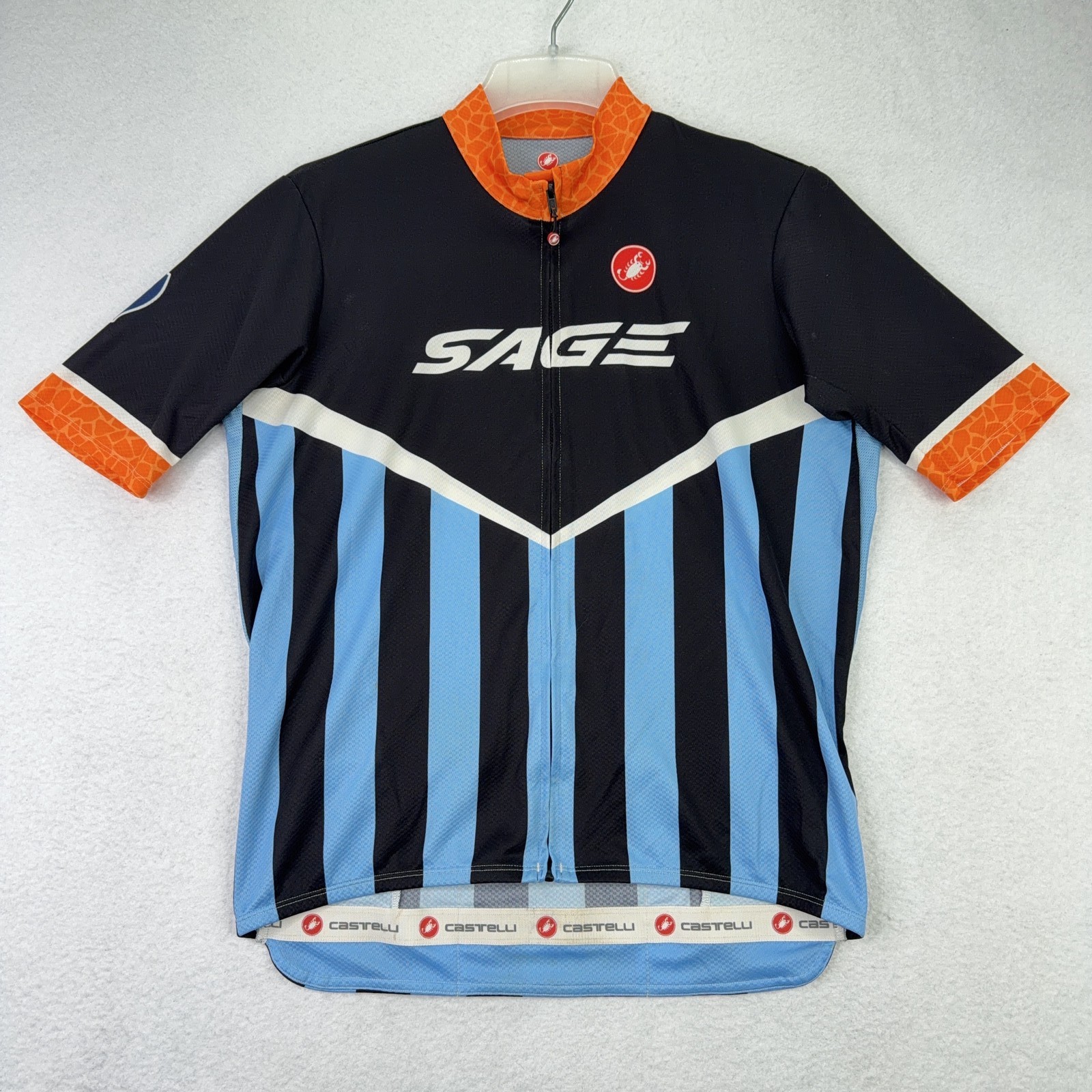 Castelli Mens Cycling Jersey Shirt 2XL Multicolor Full Zip Sage Mock Neck Bike
