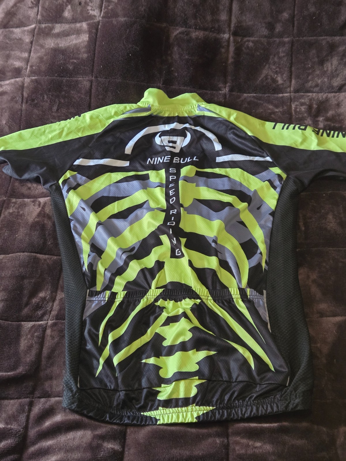Nine Bull Cycling Jersey Mens L Black/Neon Skeleton Full Zip Racing 3pocket