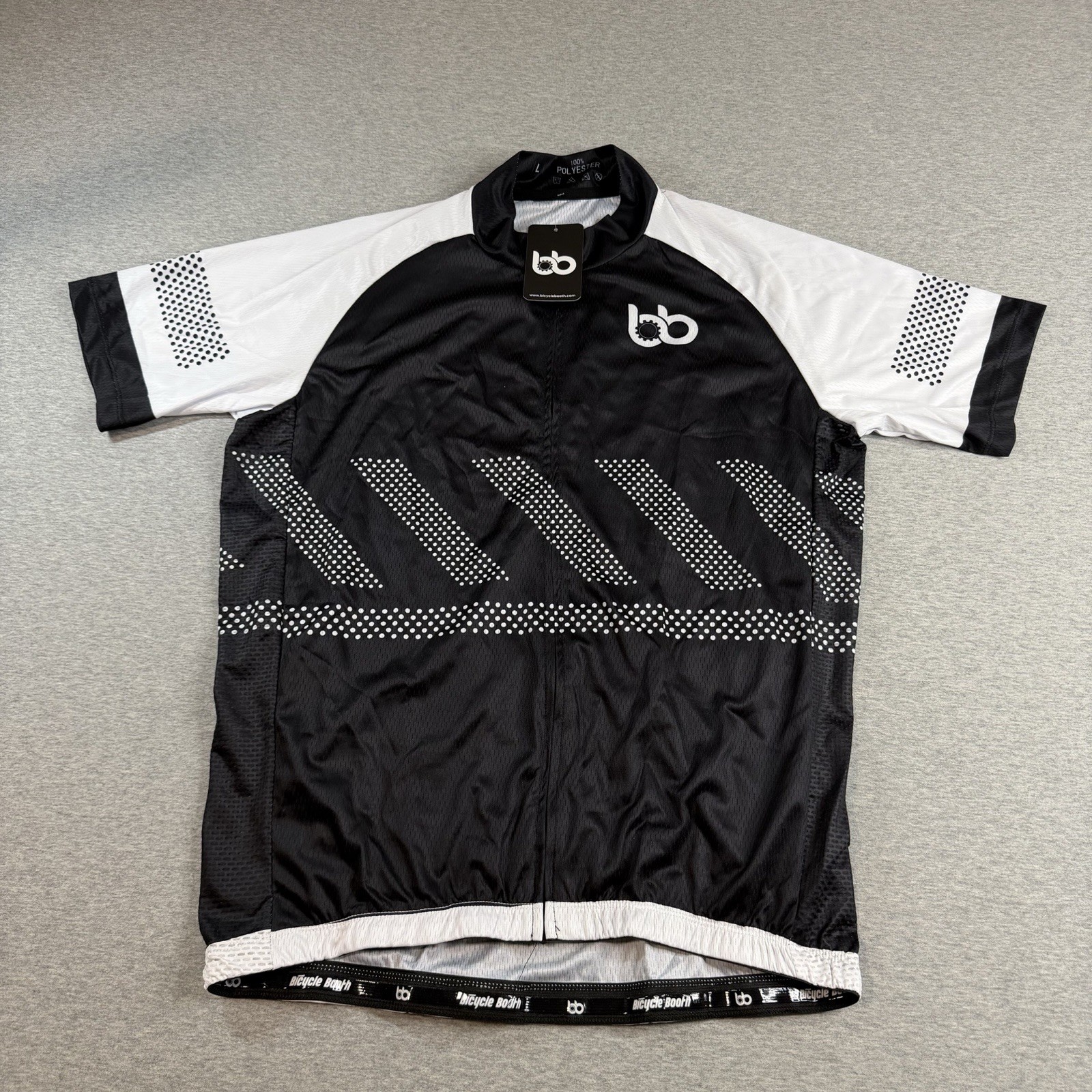 Bicycle Booth BB Performance Club Cycling Jersey Mens Large Black White New NWT