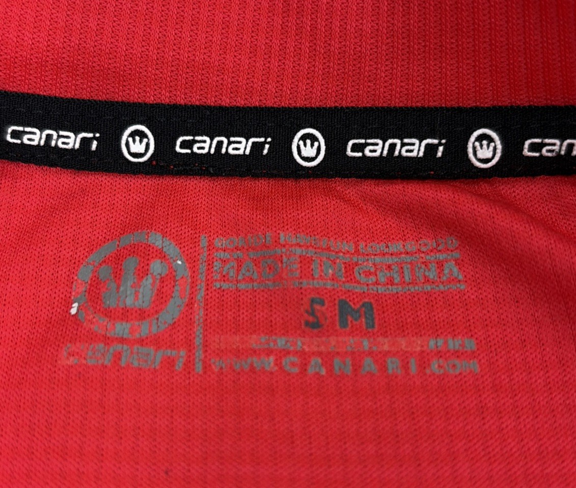 Canari Men’s Small Cyclewear Cycling Jersey Red Back Pouches Reflective Full Zip